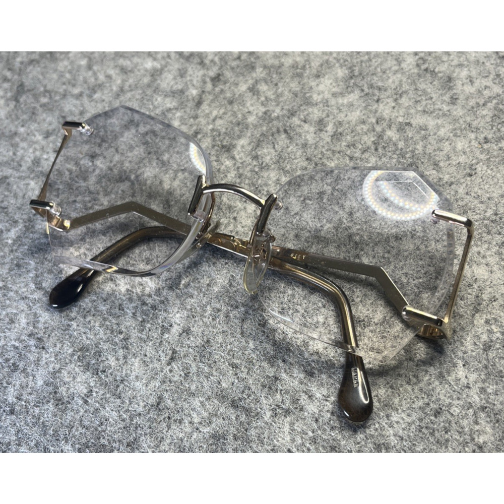 Vintage Vogue Gilt Reading Glasses Cheaters Rimless Frame Retro 70s 80s Japan